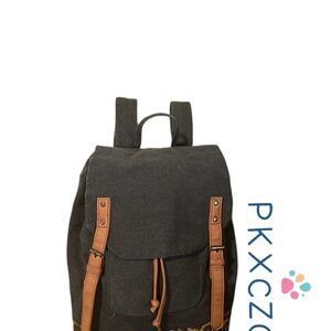 Black Poppy unisex Stylish Black and Tan Backpack